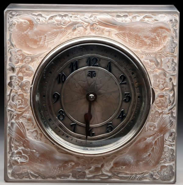 Rene Lalique Clock Quatre Moineaux Du Japon