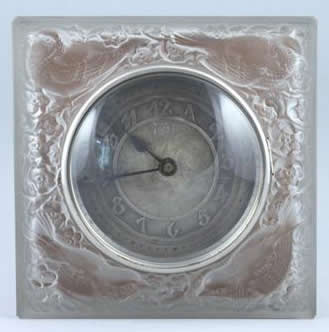 Rene Lalique Table Clock Quatre Moineaux du Japon
