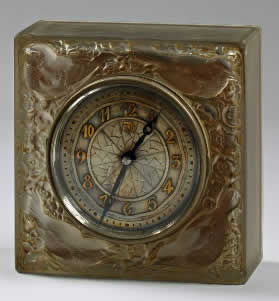 Rene Lalique Mantel Clock Quatre Moineaux Du Japon