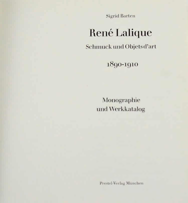 Rene Lalique Book Rene Lalique Schmuck und Objects d'art 1890-1910