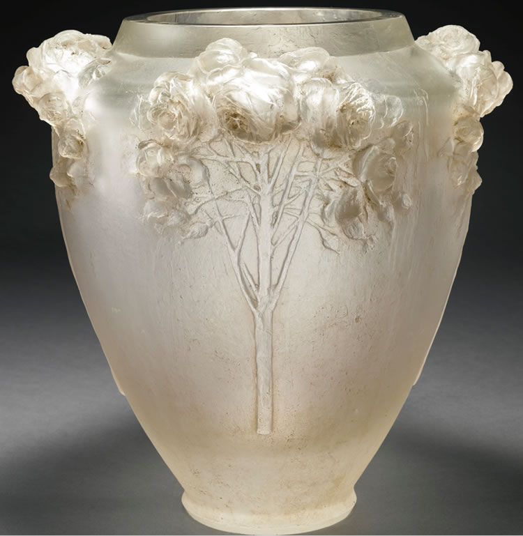 Rene Lalique Cire Perdue Vase Roses