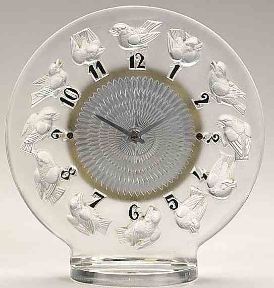 R. Lalique Rossignols Table Clock
