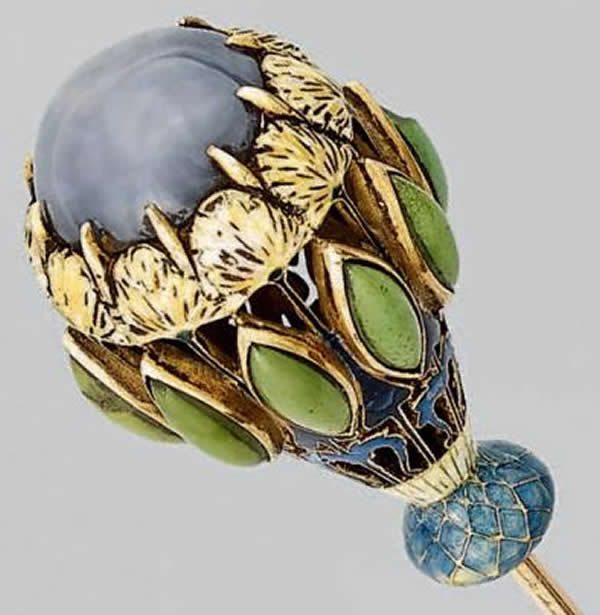 R. Lalique Thistles And Carnations Stickpin