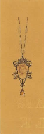 Rene Lalique Triangular Floral Pendant Drawing