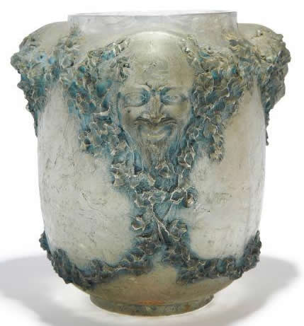 Rene Lalique Cire Perdue Vase Trois Figures d'Hommes
