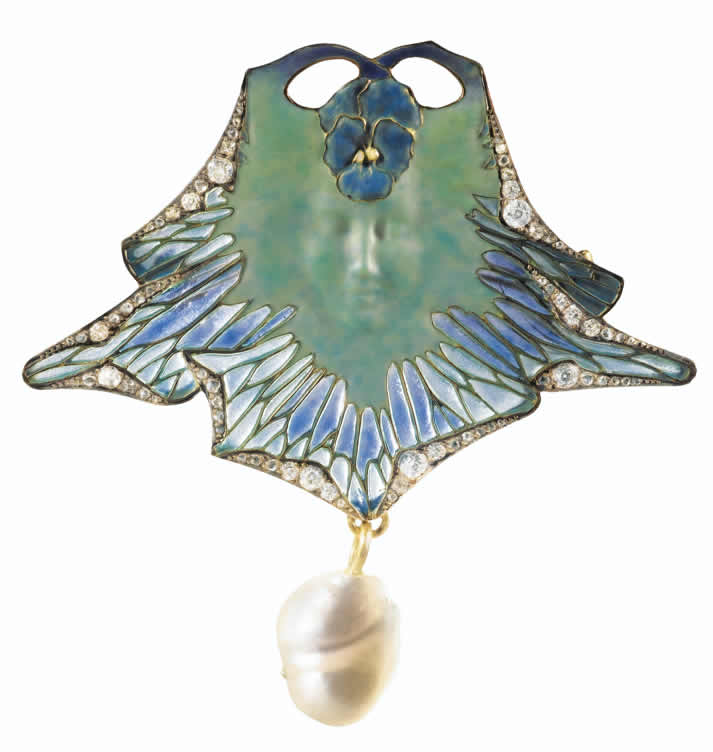 Rene Lalique Visage Paisible De Femme Avec La Pensee Brooch