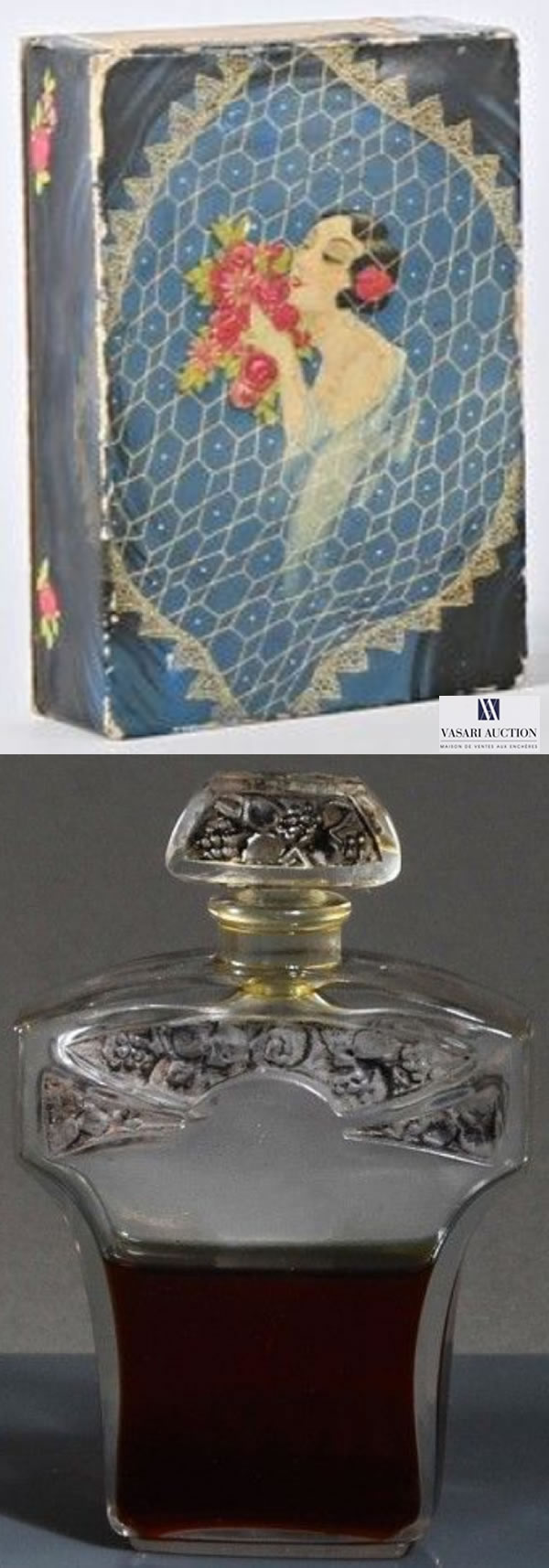 Isabey Early Senorita Box and Viard Perfume Bottle For A Travers La Voilette