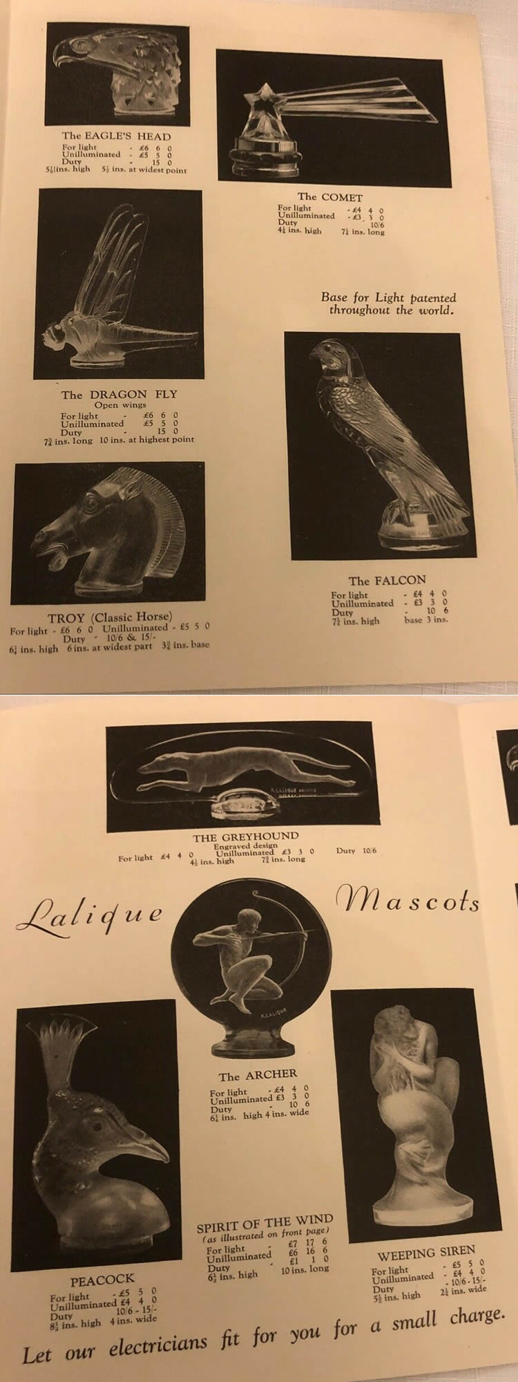 R. Lalique Breves Lalique Car Mascots Brochure 3 of 3