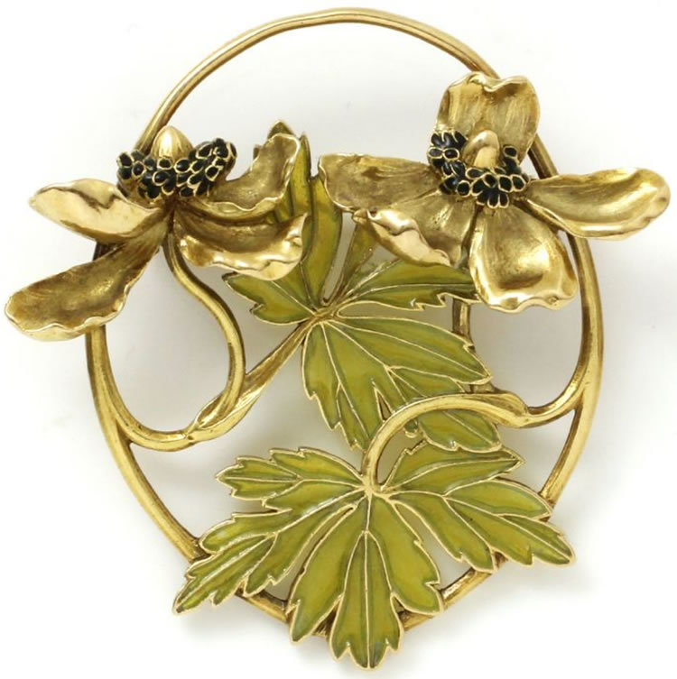 Rene Lalique Brooch Deux Anemones