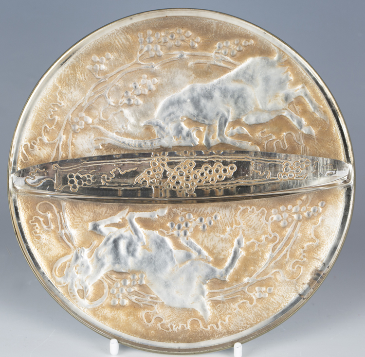 R. Lalique Deux Chevres Hand Mirror