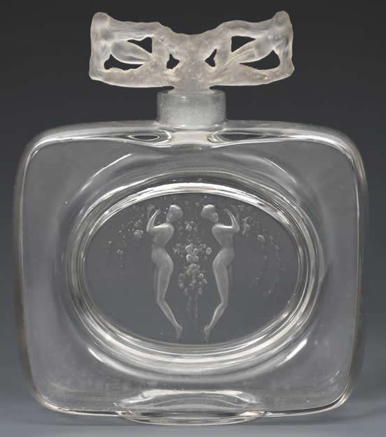 Rene Lalique  Deux Figurines Bouchon Figurines Perfume Bottle 