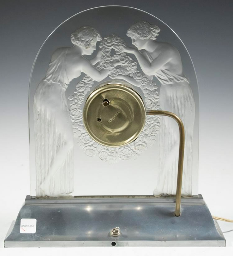 R. Lalique Deux Figurines Clock 2 of 2