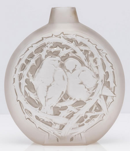 Rene Lalique Vase Deux Moineaux Dormant
