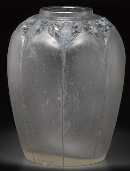 Rene Lalique Frise Perruches Cire Perdue Vase