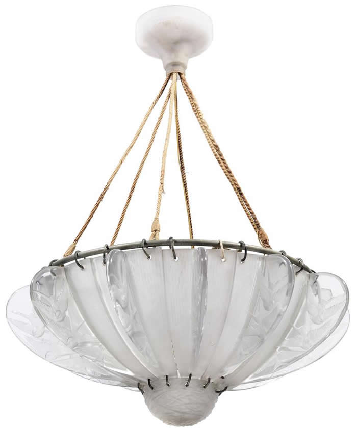 R. Lalique Hirondelles Hanging Light Fixture