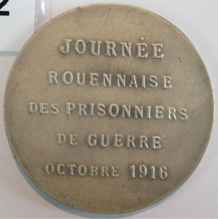R. Lalique Journee Rouennaise des prisonniers de guerre Octobre 1916 Medallion 2 of 2