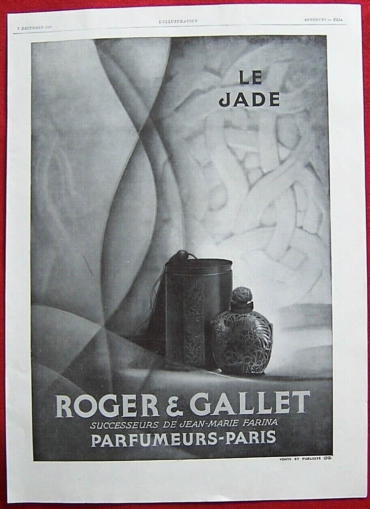 R. Lalique Le Jade Perfume L'Illustration Dec 7 1929 Magazine Ad