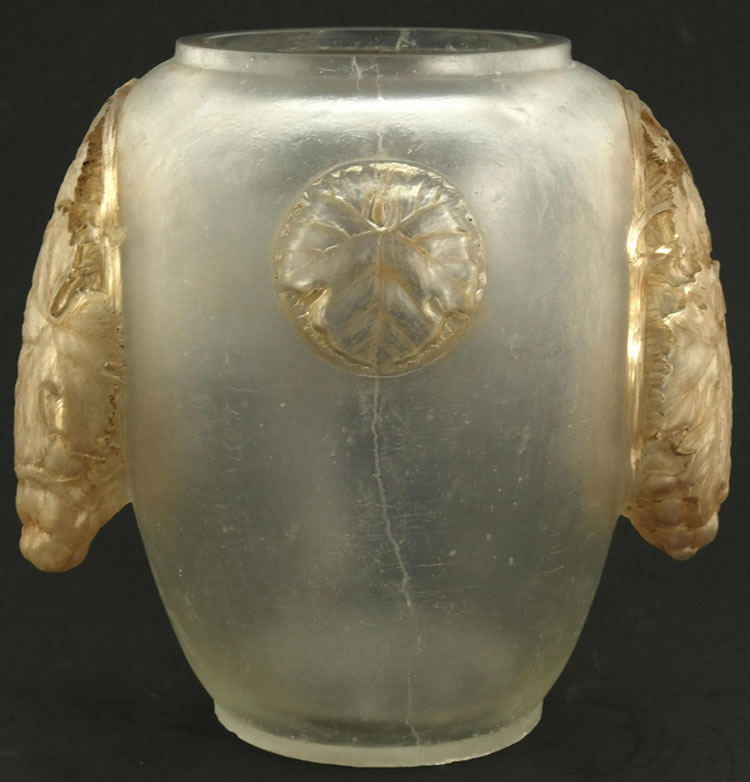 Rene Lalique Motif Vigne En Cabochon Cire Perdue Vase