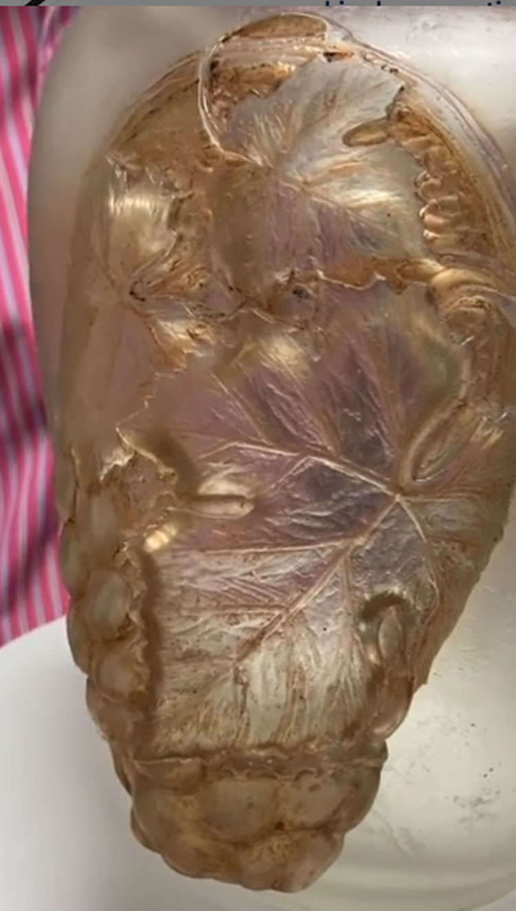 R. Lalique Motif Vigne En Cabochon Cire Perdue Vase 3 of 3