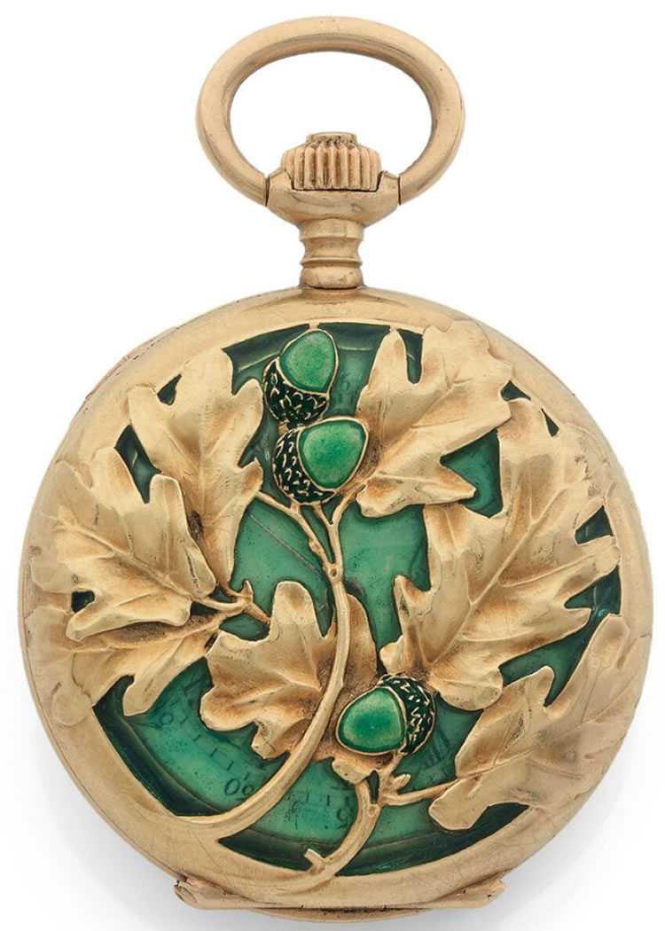 R. Lalique Oak Leaves And Acorns Pocket Watch 2 of 2