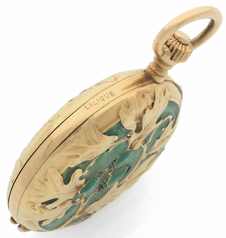 R. Lalique Oak Leaves And Acorns Pocket Watch 4 of 4
