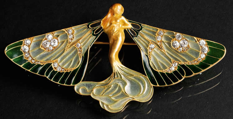 Rene Lalique Papillon Nymph Brooch
