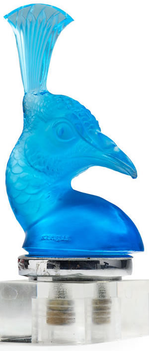 R. Lalique Peacock Head Car Mascot