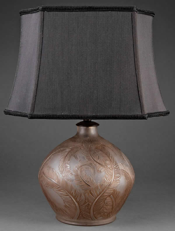 R. Lalique Plumes Vase Lamp