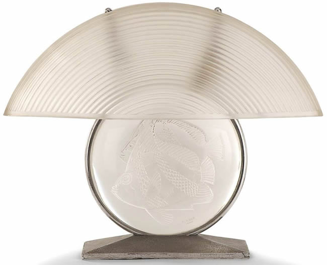 Rene Lalique Lampe De Cheminee Poissons