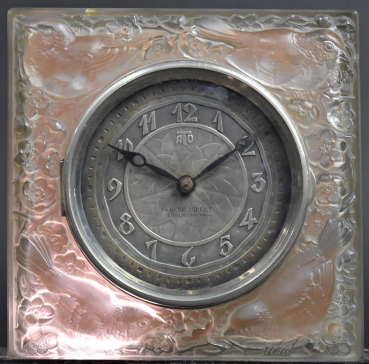 Rene Lalique Clock Quatre Moineaux Du Japon