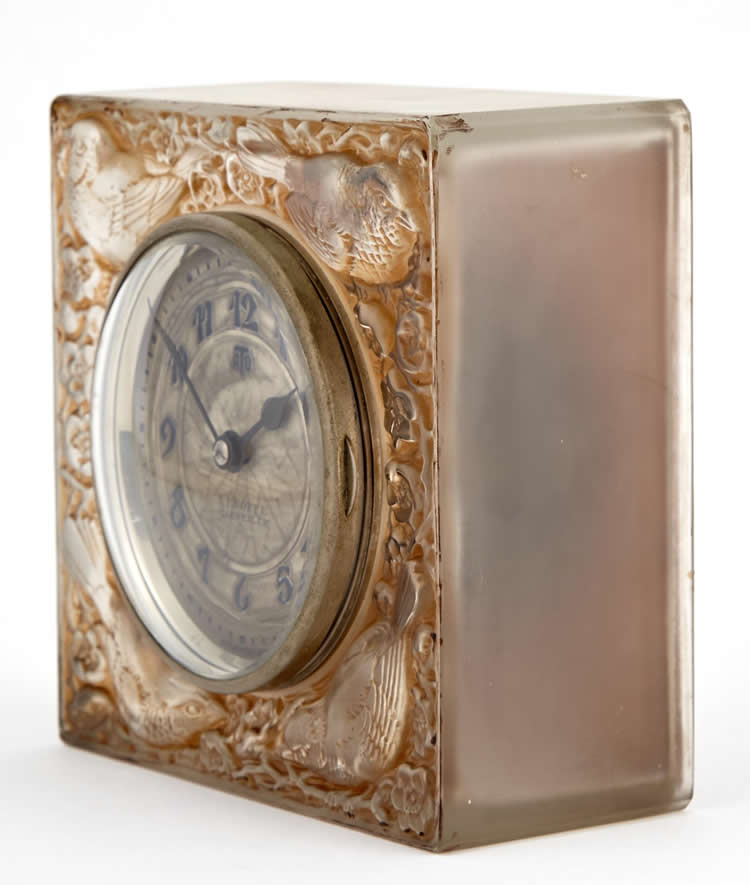 R. Lalique Quatre Moineaux Du Japon Clock 3 of 3