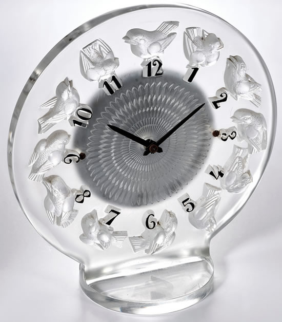 Rene Lalique Clock Rossignols