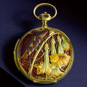 R. Lalique Scarabee Rhinoceros et Fleurs de Trompette Pocket Watch Rene Lalique Scarabee Rhinoceros et Fleurs de Trompette Pocket Watch