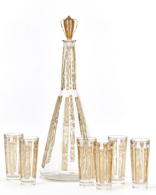 R. Lalique Six Figurines Drinks Service