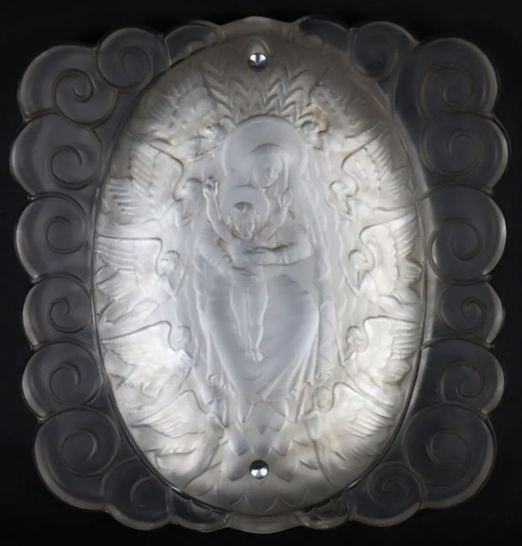 Rene Lalique Plaque Vierge Et Enfant Aux Anges