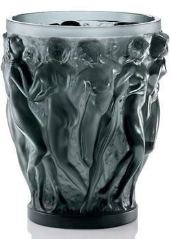 Bacchantes Lalique France Crystal Modern Vase In Gray Glass