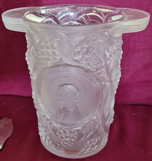 Clos Sainte-Odile Modern Lalique France Ice Bucket Signed Lalique Cristal France And Lacking Inscription In Medallion Around The Saint