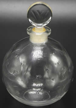 Dans La Nuit Lalique France Crystal Stars Modern Reproduction Perfume Bottle For Worth With W Stopper and Molded To The Underside Bottle Made In France BY LALIQUE
