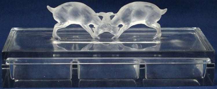 Deux Chevres Lalique France Crystal Modern Box