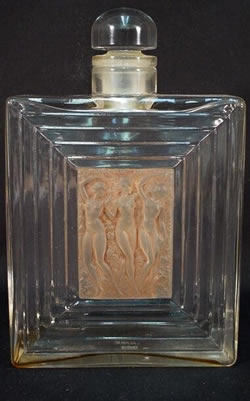 Duncan Lalique France Crystal Three Figure Perfume Bottle