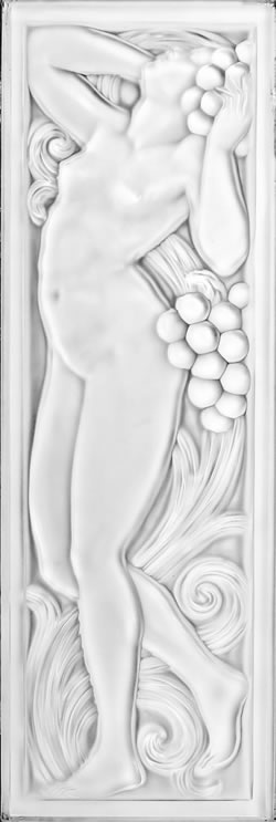 Figurine Et Raisins Tete Levee Lalique France Modern Crystal Panel 18 inches by 6 inches by 3/4 inches