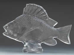 Gros Poisson Algues Lalique France Crystal Modern Fish Decoration With Damage To Top Front Fin