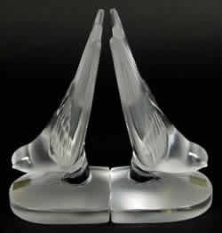 Hirondelles Lalique France Crystal Bookends