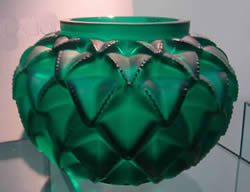 Languedoc Lalique France Crystal Vase In Green Glass
