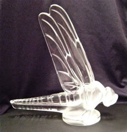 Libellule Lalique France Crystal Dragonfly Car Mascot Paperweight