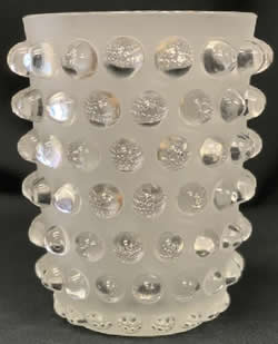 Mossi Lalique France Crystal Vase Signed Lalique Cristal France Having 7 Rows of Cabochons
