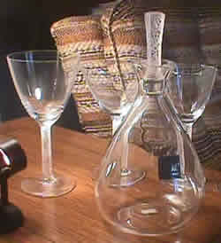 Phalsbourg Lalique France Crystal Decanter And 2 Glasses