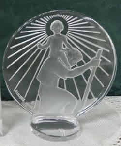 Saint-Christophe Lalique France Crystal Modern Paperweight With Molded R.Lalique Signature