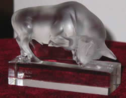 Taureau Bull Lalique France Crystal Paperweight