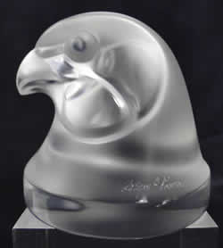 Tete D'Epervier Hawks Head Lalique France Crystal Car Mascot Paperweight